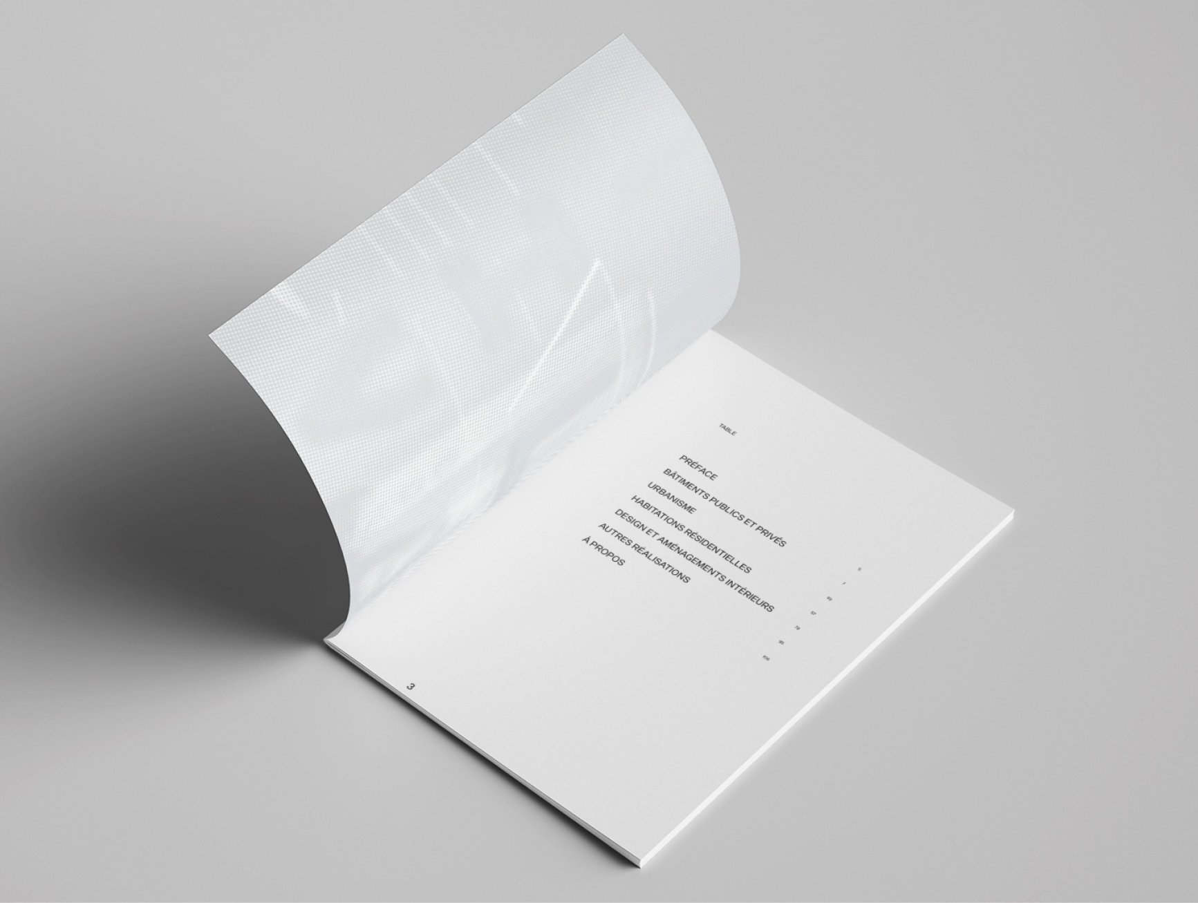 Design graphique éditorial portfolio architecte Thierry Bonne Waixing mise en page typographie plans photos
