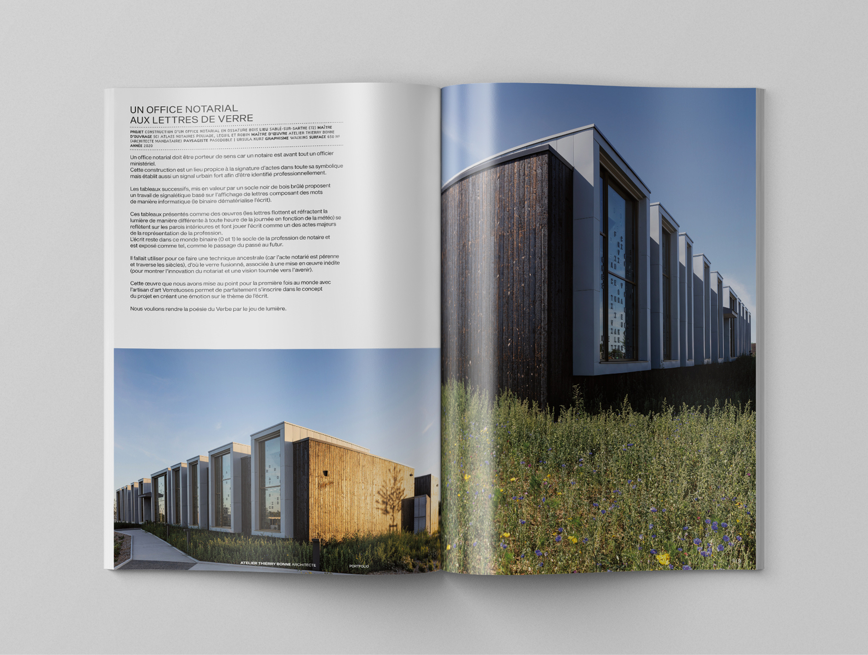 Design graphique éditorial portfolio architecte Thierry Bonne Waixing mise en page photos plans typographie équilibrée