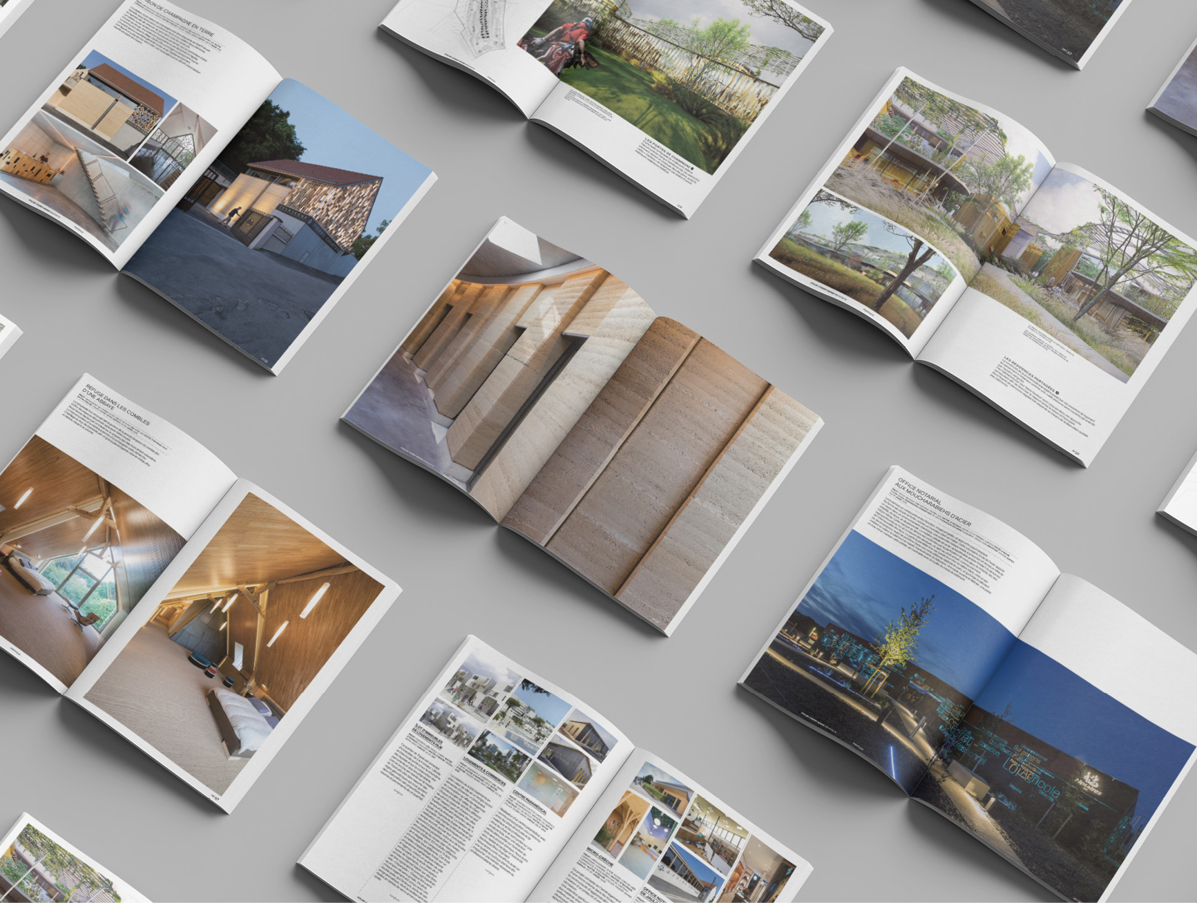 Design graphique éditorial portfolio architecte Thierry Bonne Waixing mise en page photos plans typographie élégante