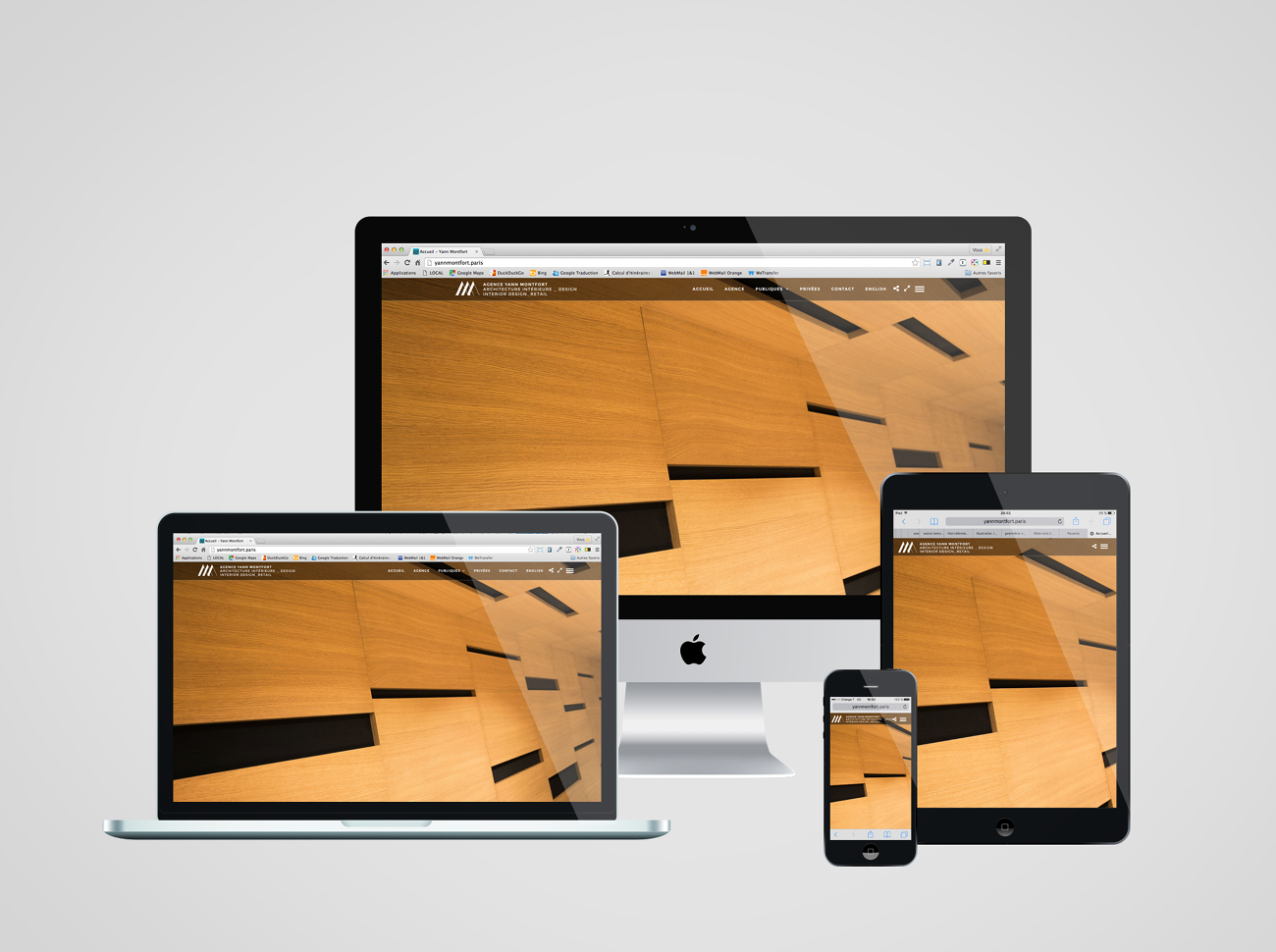 Graphisme identité visuelle Agence Yann Montfort architecte intérieur responsive site web design