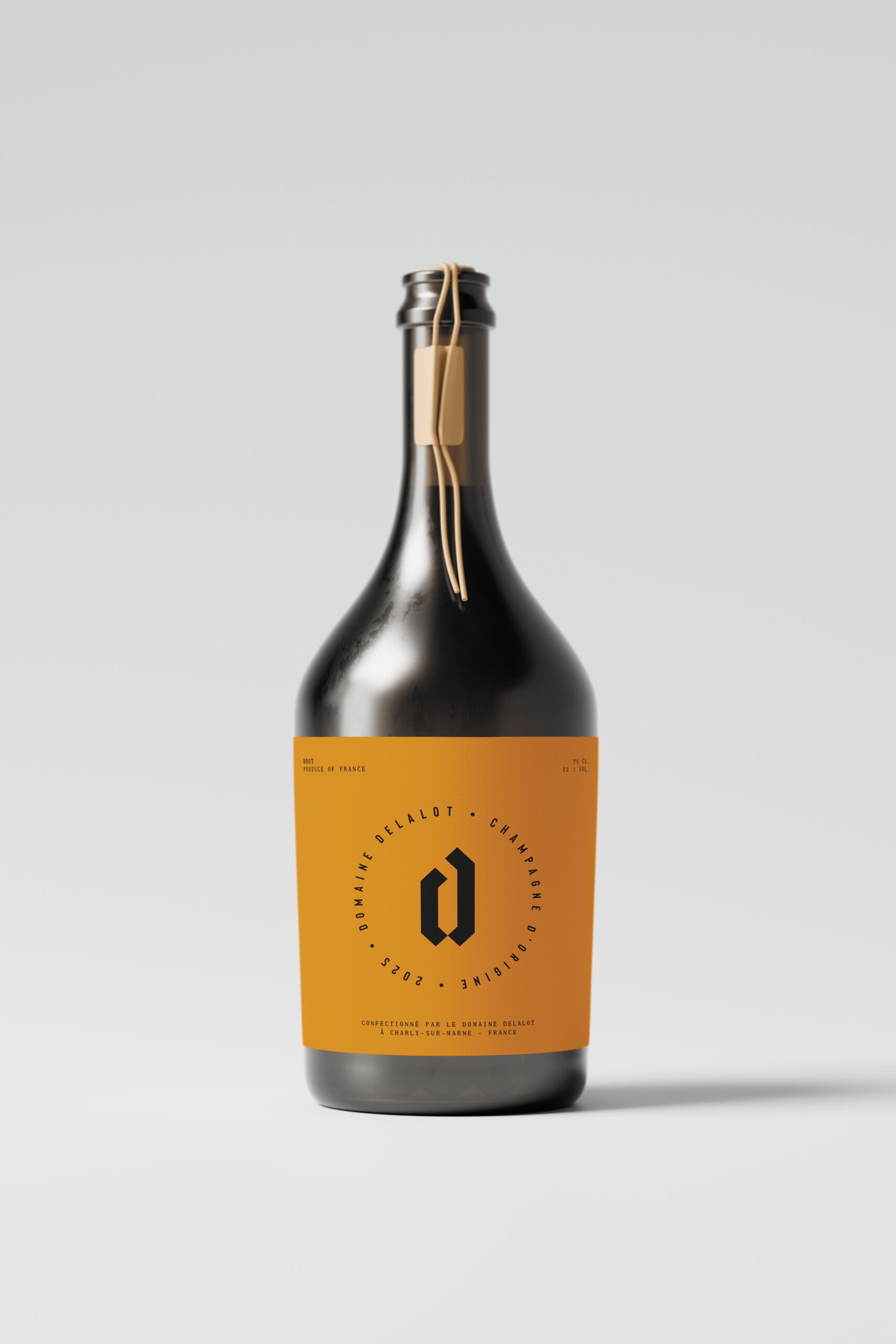 Identité visuelle et design graphique du champagne Delalot avec packaging élégant, logo raffiné et typographie haut de gamme pour valoriser la marque de luxe