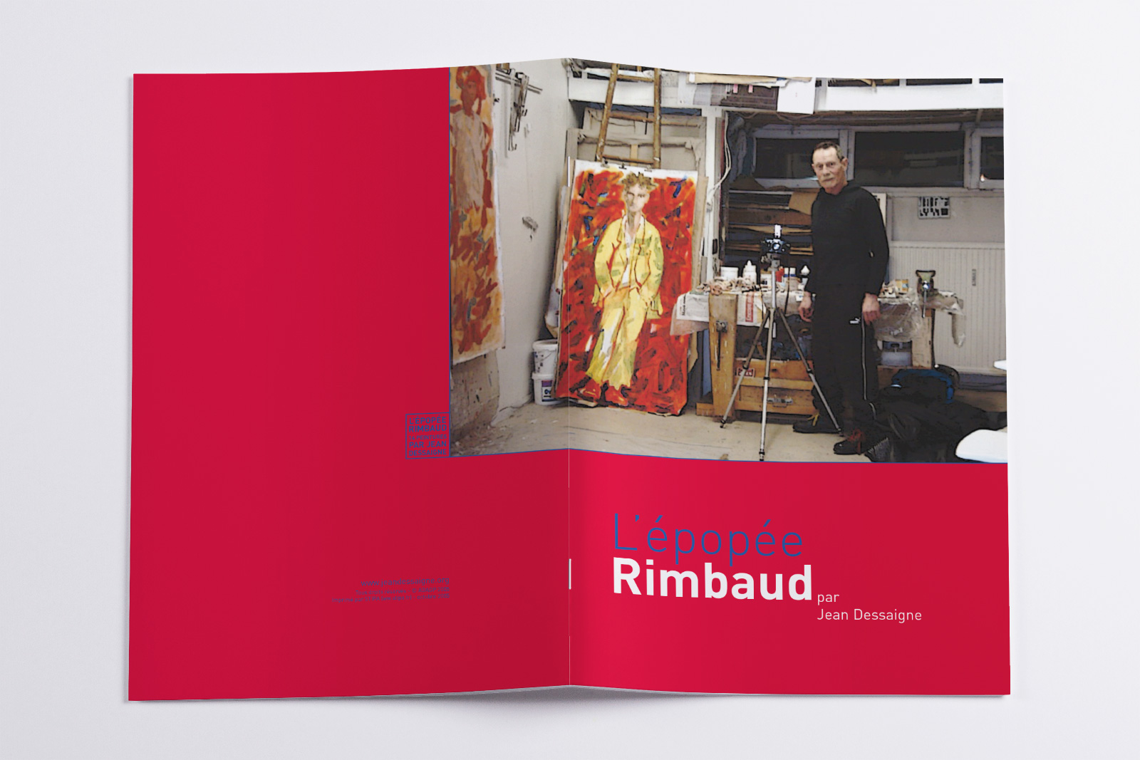 Première et quatrième de couverture du catalogue montrant les œuvres peintes de Jean Dessaigne autour d’Arthur Rimbaud