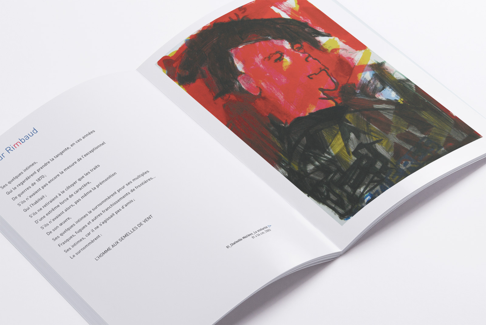 Détail graphique et typographique du catalogue « L’épopée Rimbaud » signé Waixing.