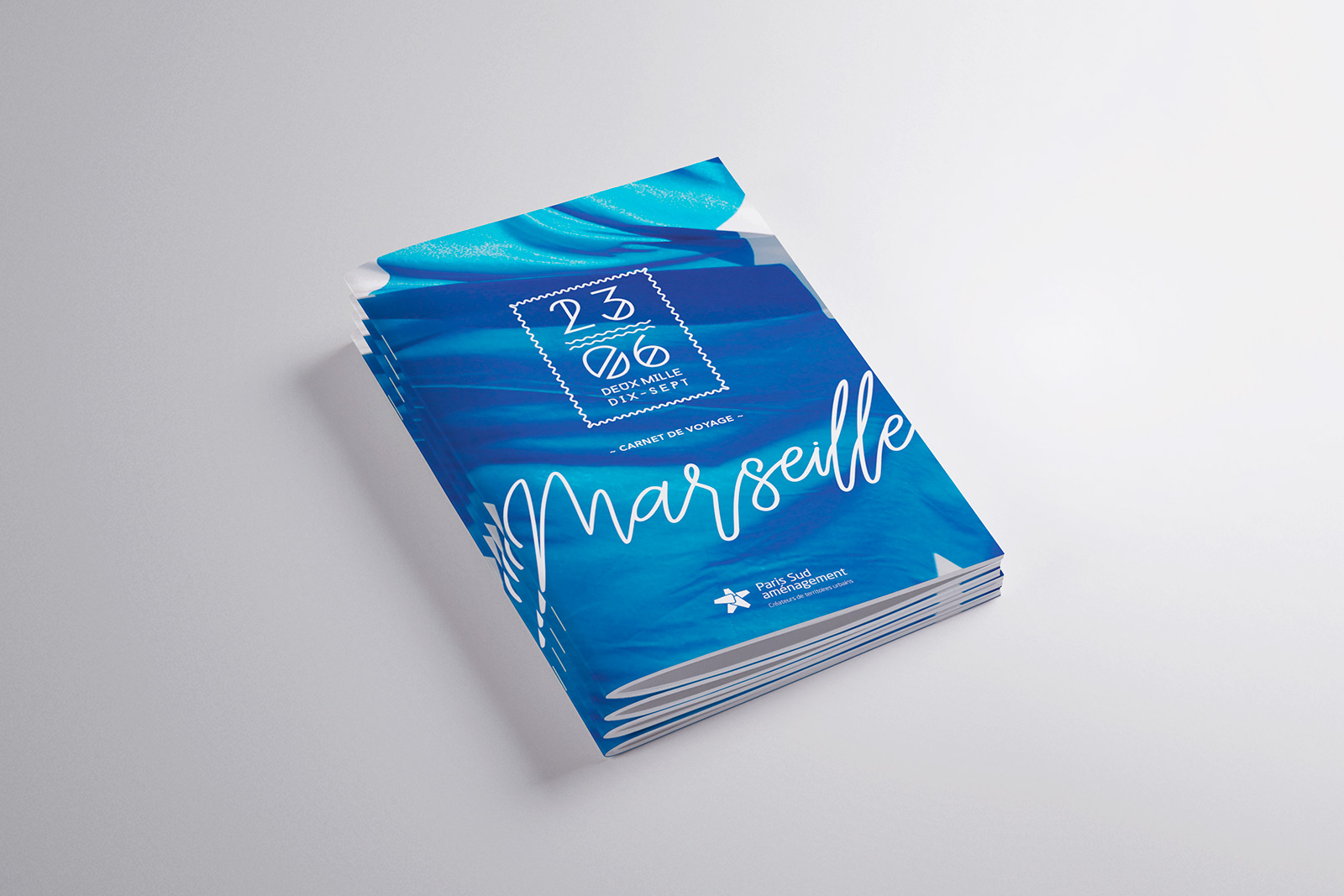 Couverture brochure A5 création graphique Paris Sud Aménagement – visite architecturale Marseille
