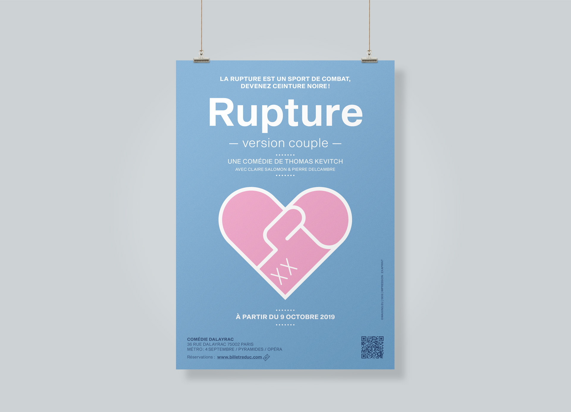 Design graphique visuel pièce de théâtre Rupture Waixing affiche promotionnelle mise en page illustration