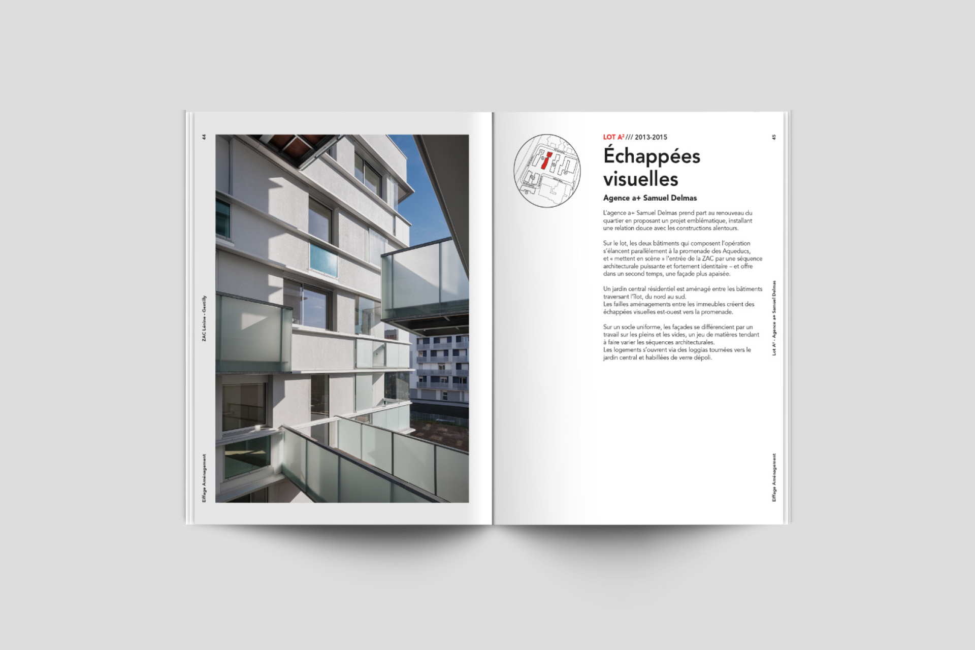 Graphisme éditorial brochure architecture et urbanisme Zac Gentilly Eiffage Waixing mise en page design typographie