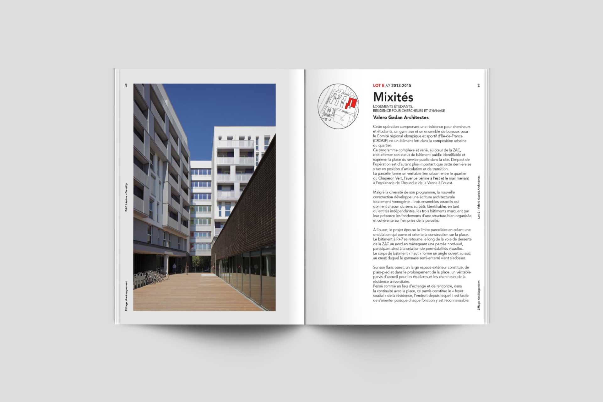 Graphisme éditorial brochure architecture et urbanisme Zac Gentilly Eiffage Waixing mise en page design typographie