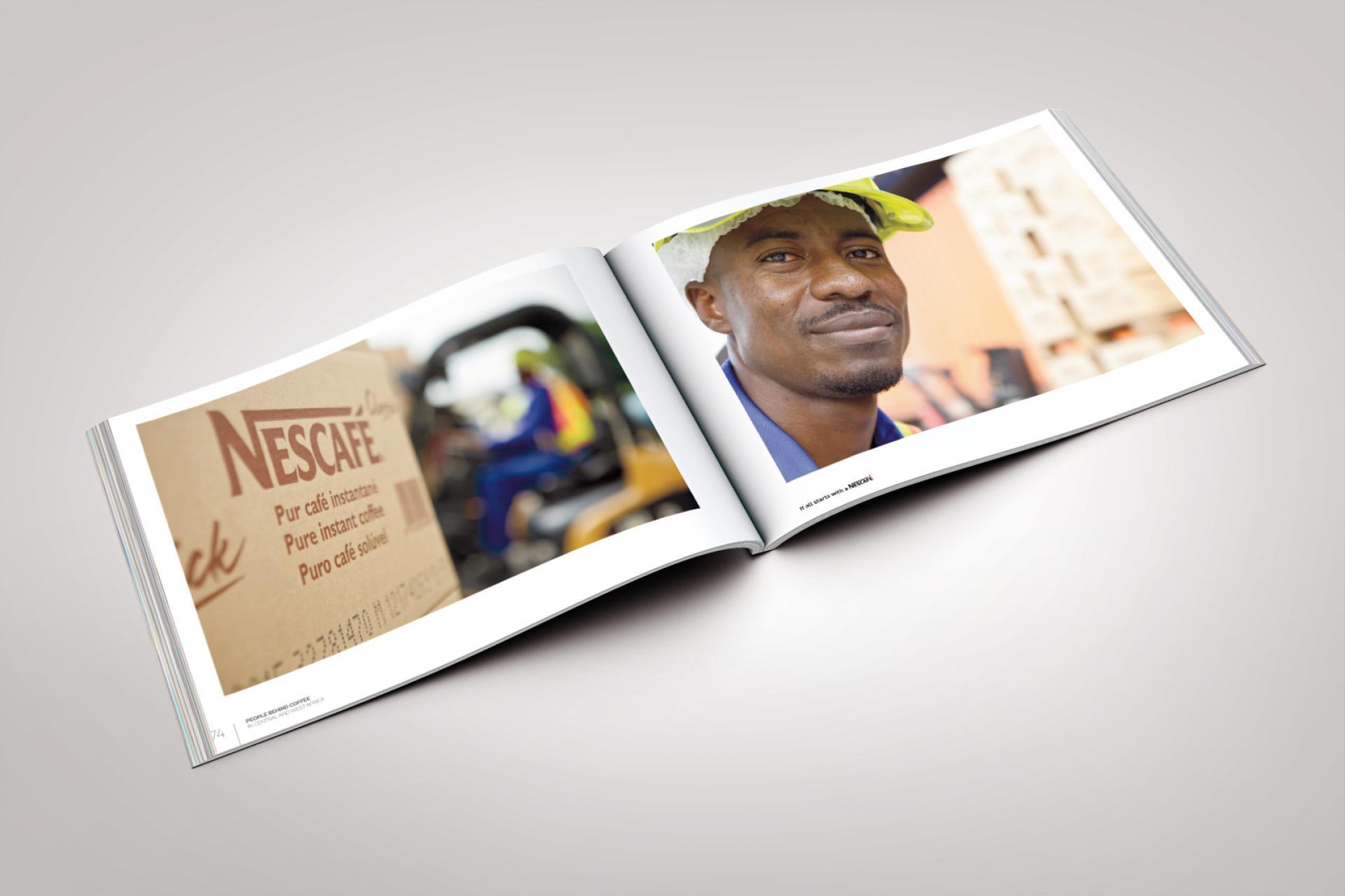 Graphisme éditorial livre photographies Nescafé Waixing mise en page portraits typographie design