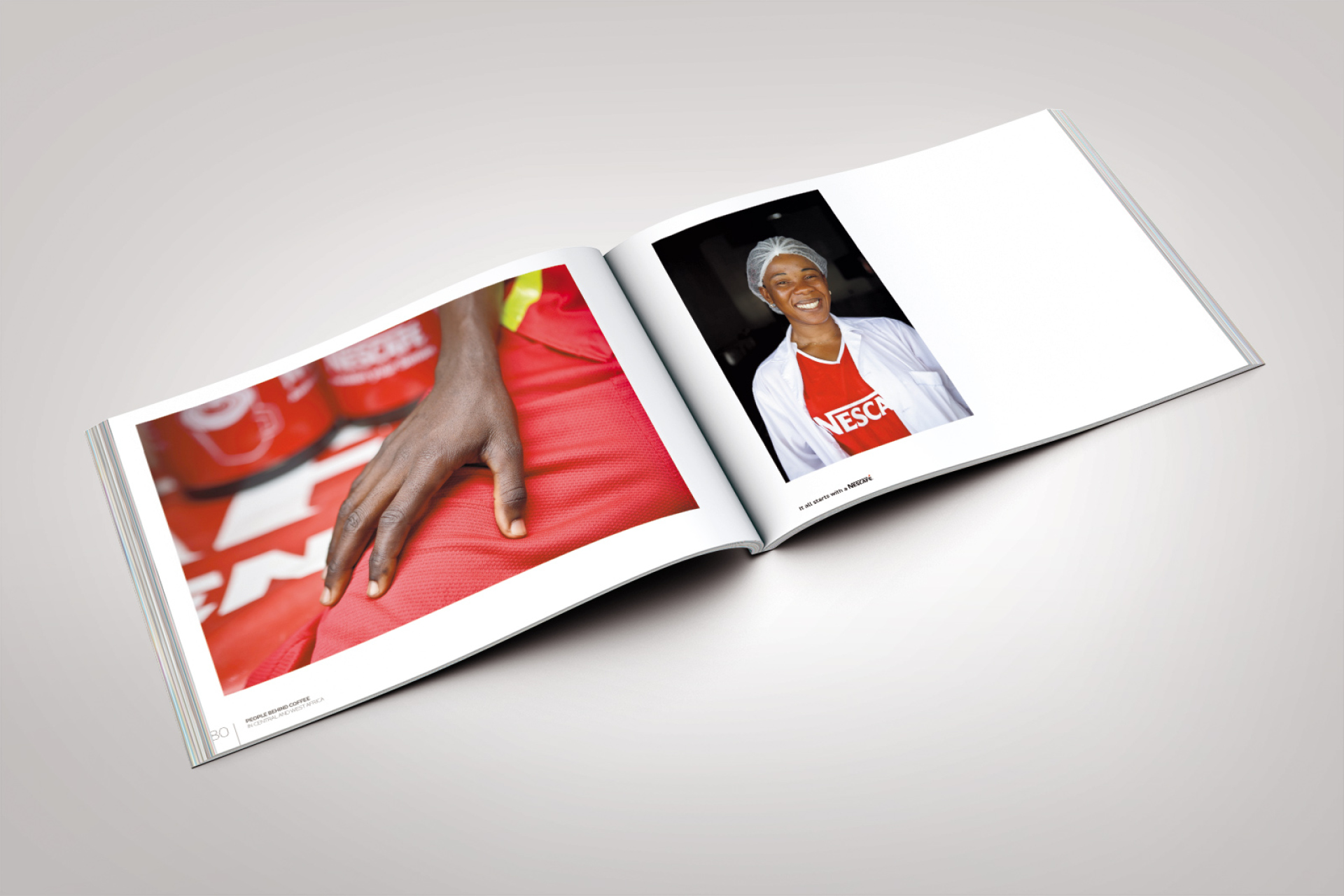 Graphisme éditorial livre photographies Nescafé Waixing mise en page portraits typographie composition