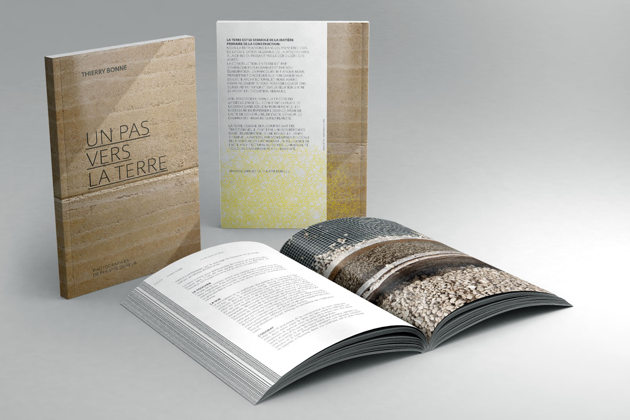 Design graphique éditorial livre technique terre crue Waixing mise en page illustrations typographie