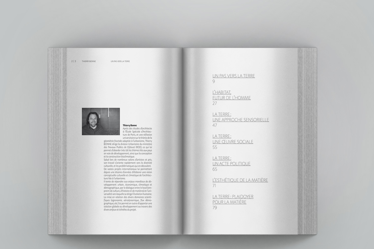 Design graphique éditorial livre technique terre crue Waixing mise en page illustrations typographie claire