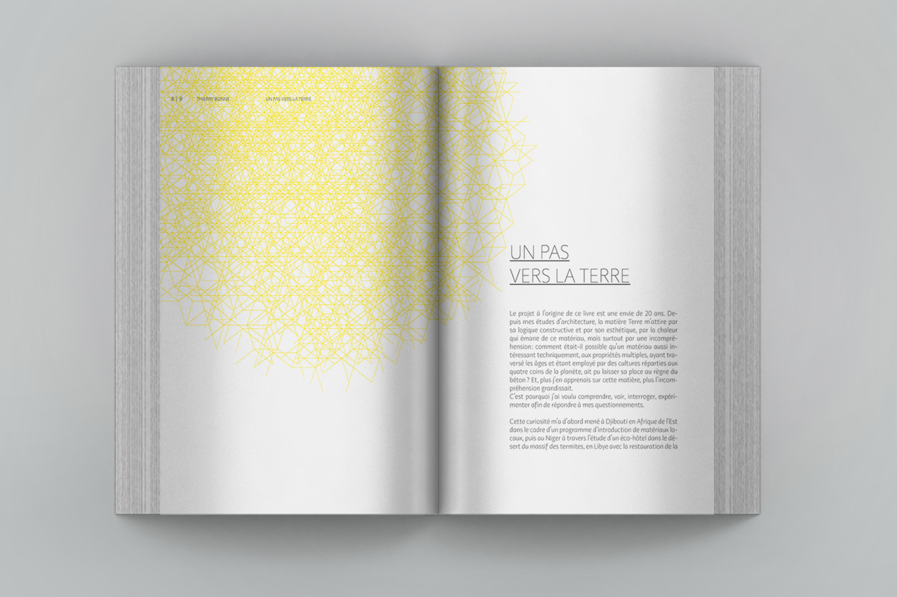 Design graphique éditorial livre technique terre crue Waixing mise en page illustrations typographie lisible