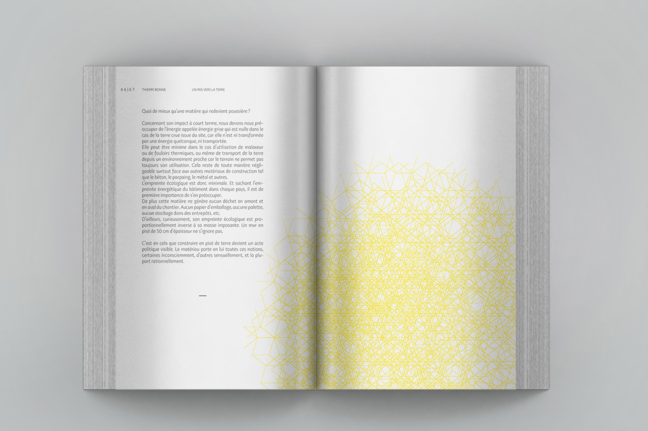 Design graphique éditorial livre technique terre crue Waixing mise en page illustrations typographie professionnelle